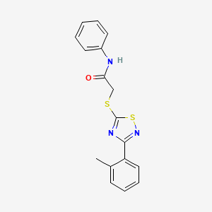 molecular formula C17H15N3OS2 B2823357 N-phenyl-2-((3-(o-tolyl)-1,2,4-thiadiazol-5-yl)thio)acetamide CAS No. 864918-40-1