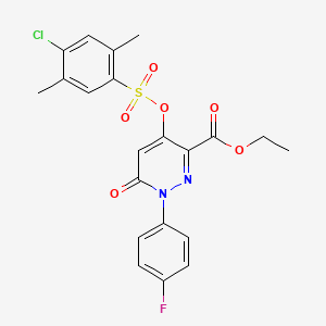 molecular formula C21H18ClFN2O6S B2823372 乙酸-4-(((4-氯-2,5-二甲基苯基)磺酰)氧)-1-(4-氟苯基)-6-氧代-1,6-二氢吡啶并[1,5-c][1,3]苯并噁啉-3-羧酸酯 CAS No. 900008-39-1