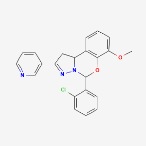 molecular formula C22H18ClN3O2 B2823374 5-(2-氯苯基)-7-甲氧基-2-吡啶-3-基-1,10b-二氢吡唑并[1,5-c][1,3]苯并噁啉 CAS No. 450386-64-8