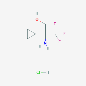 molecular formula C6H11ClF3NO B2823377 2-氨基-2-环丙基-3,3,3-三氟丙醇；盐酸盐 CAS No. 2305254-76-4