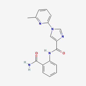 molecular formula C17H15N5O2 B2823383 N-[2-(aminocarbonyl)phenyl]-1-(6-methyl-2-pyridinyl)-1H-imidazole-4-carboxamide CAS No. 477890-16-7