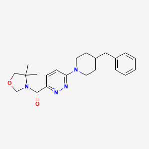 molecular formula C22H28N4O2 B2823385 (6-(4-Benzylpiperidin-1-yl)pyridazin-3-yl)(4,4-dimethyloxazolidin-3-yl)methanone CAS No. 1396783-77-9