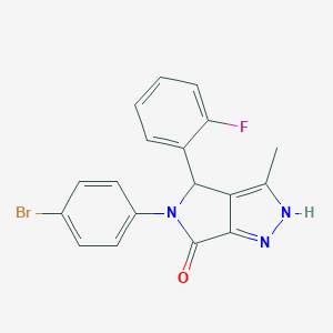 molecular formula C18H13BrFN3O B282339 5-(4-bromophenyl)-4-(2-fluorophenyl)-3-methyl-4,5-dihydropyrrolo[3,4-c]pyrazol-6(1H)-one 