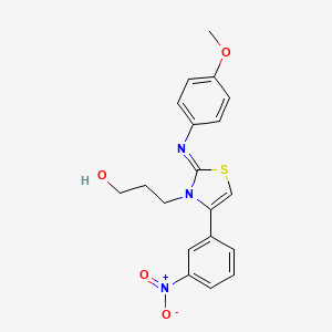 molecular formula C19H19N3O4S B2823394 (Z)-3-(2-((4-methoxyphenyl)imino)-4-(3-nitrophenyl)thiazol-3(2H)-yl)propan-1-ol CAS No. 905768-98-1