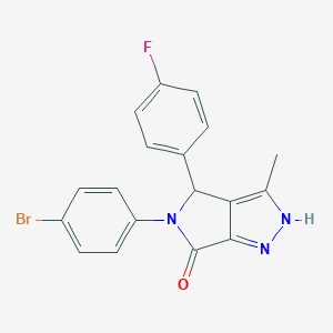 molecular formula C18H13BrFN3O B282340 5-(4-bromophenyl)-4-(4-fluorophenyl)-3-methyl-4,5-dihydropyrrolo[3,4-c]pyrazol-6(1H)-one 
