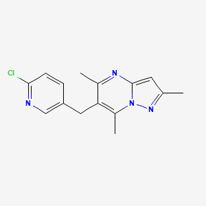 molecular formula C15H15ClN4 B2823405 6-[(6-Chloro-3-pyridinyl)methyl]-2,5,7-trimethylpyrazolo[1,5-a]pyrimidine CAS No. 866138-15-0
