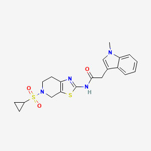 molecular formula C20H22N4O3S2 B2823409 N-(5-(环丙基磺酰)-4,5,6,7-四氢噻唑并[5,4-c]吡啶-2-基)-2-(1-甲基-1H-吲哚-3-基)乙酰胺 CAS No. 1421517-37-4