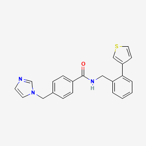 molecular formula C22H19N3OS B2823411 4-((1H-imidazol-1-yl)methyl)-N-(2-(thiophen-3-yl)benzyl)benzamide CAS No. 1795193-26-8