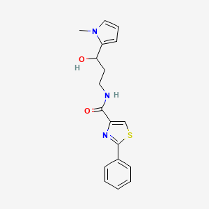 molecular formula C18H19N3O2S B2823415 N-(3-羟基-3-(1-甲基-1H-吡咯-2-基)丙基)-2-苯基噻唑-4-羧酰胺 CAS No. 1795090-29-7