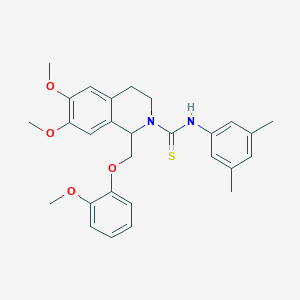molecular formula C28H32N2O4S B2823421 N-(3,5-dimethylphenyl)-6,7-dimethoxy-1-((2-methoxyphenoxy)methyl)-3,4-dihydroisoquinoline-2(1H)-carbothioamide CAS No. 501352-79-0