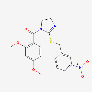 molecular formula C19H19N3O5S B2823434 (2,4-Dimethoxyphenyl)-[2-[(3-nitrophenyl)methylsulfanyl]-4,5-dihydroimidazol-1-yl]methanone CAS No. 851808-58-7