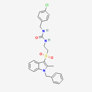 molecular formula C26H26ClN3O3S B2823436 1-(2-((1-benzyl-2-methyl-1H-indol-3-yl)sulfonyl)ethyl)-3-(4-chlorobenzyl)urea CAS No. 946299-57-6