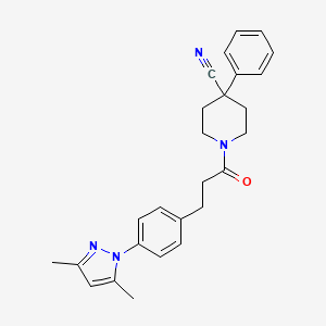 molecular formula C26H28N4O B2823442 1-(3-(4-(3,5-dimethyl-1H-pyrazol-1-yl)phenyl)propanoyl)-4-phenylpiperidine-4-carbonitrile CAS No. 2034265-16-0
