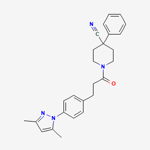 1-(3-(4-(3,5-dimethyl-1H-pyrazol-1-yl)phenyl)propanoyl)-4-phenylpiperidine-4-carbonitrile