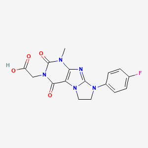 molecular formula C16H14FN5O4 B2823446 2-[6-(4-氟苯基)-4-甲基-1,3-二氧代-7,8-二氢嘧啶-2-基]乙酸 CAS No. 878736-53-9
