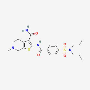 molecular formula C22H30N4O4S2 B2823463 2-[[4-(dipropylsulfamoyl)benzoyl]amino]-6-methyl-5,7-dihydro-4H-thieno[2,3-c]pyridine-3-carboxamide CAS No. 449767-06-0