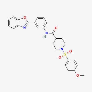 molecular formula C26H25N3O5S B2823471 N-(3-(benzo[d]oxazol-2-yl)phenyl)-1-((4-methoxyphenyl)sulfonyl)piperidine-4-carboxamide CAS No. 923426-11-3