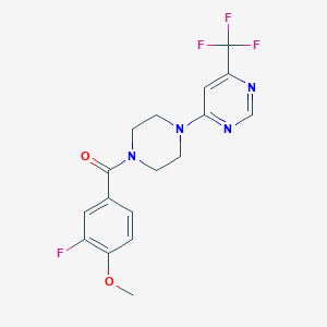 molecular formula C17H16F4N4O2 B2823473 (3-Fluoro-4-methoxyphenyl){4-[6-(trifluoromethyl)-4-pyrimidinyl]piperazino}methanone CAS No. 1775527-03-1