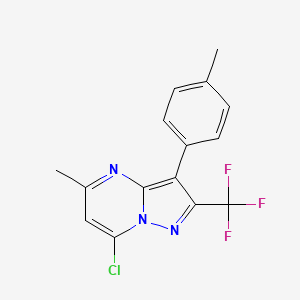 molecular formula C15H11ClF3N3 B2823476 7-Chloro-5-methyl-3-(p-tolyl)-2-(trifluoromethyl)pyrazolo[1,5-a]pyrimidine CAS No. 920431-09-0