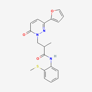 molecular formula C19H19N3O3S B2823477 3-(3-(furan-2-yl)-6-oxopyridazin-1(6H)-yl)-2-methyl-N-(2-(methylthio)phenyl)propanamide CAS No. 1286718-04-4