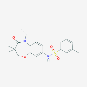 molecular formula C20H24N2O4S B2823479 N-(5-ethyl-3,3-dimethyl-4-oxo-2,3,4,5-tetrahydrobenzo[b][1,4]oxazepin-8-yl)-3-methylbenzenesulfonamide CAS No. 922097-75-4