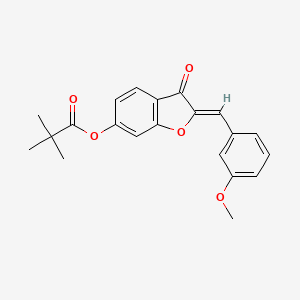 molecular formula C21H20O5 B2823487 (Z)-2-(3-甲氧基苯甲亚)-3-酮-2,3-二氢苯并呋喃-6-基戊酸缩氢酯 CAS No. 622824-50-4