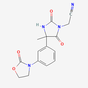 molecular formula C15H14N4O4 B2823502 2-{4-Methyl-2,5-dioxo-4-[3-(2-oxo-1,3-oxazolidin-3-yl)phenyl]imidazolidin-1-yl}acetonitrile CAS No. 1252487-48-1