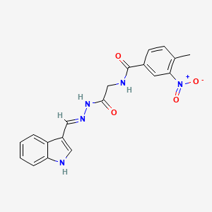 molecular formula C19H17N5O4 B2823512 (E)-N-(2-(2-((1H-吲哚-3-基)甲亚胺基)-2-氧代乙基)-4-甲基-3-硝基苯甲酰胺 CAS No. 391892-86-7