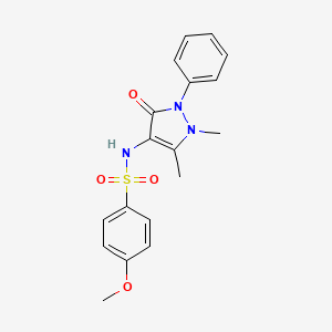 molecular formula C18H19N3O4S B2823521 N-(1,5-dimethyl-3-oxo-2-phenyl-2,3-dihydro-1H-pyrazol-4-yl)-4-methoxybenzenesulfonamide CAS No. 331271-19-3