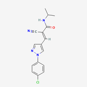 molecular formula C16H15ClN4O B2823522 (E)-3-[1-(4-氯苯基)吡唑-4-基]-2-氰基-N-异丙基丙-2-烯酰胺 CAS No. 1181484-46-7