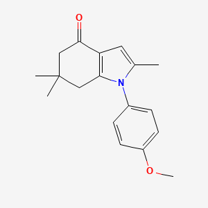 molecular formula C18H21NO2 B2823523 1-(4-Methoxyphenyl)-2,6,6-trimethyl-5,6,7-trihydroindol-4-one CAS No. 163083-10-1