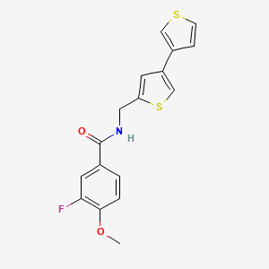 molecular formula C17H14FNO2S2 B2823524 N-({[3,3'-bithiophene]-5-yl}methyl)-3-fluoro-4-methoxybenzamide CAS No. 2415470-41-4
