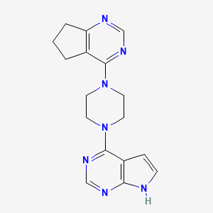 molecular formula C17H19N7 B2823528 1-{5H,6H,7H-cyclopenta[d]pyrimidin-4-yl}-4-{7H-pyrrolo[2,3-d]pyrimidin-4-yl}piperazine CAS No. 2415584-27-7