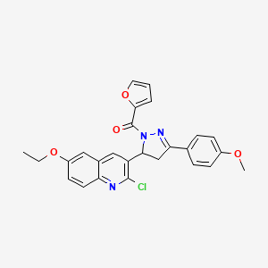 molecular formula C26H22ClN3O4 B2823542 (5-(2-氯-6-乙氧喹啉-3-基)-3-(4-甲氧苯基)-4,5-二氢-1H-吡唑-1-基)(呋喃-2-基)甲酮 CAS No. 685135-41-5