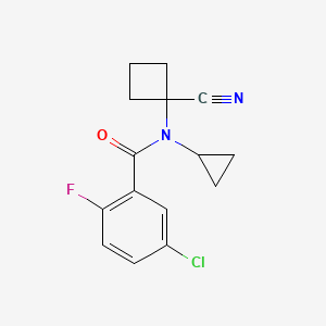 molecular formula C15H14ClFN2O B2823555 5-chloro-N-(1-cyanocyclobutyl)-N-cyclopropyl-2-fluorobenzamide CAS No. 1808416-28-5