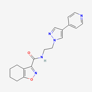 molecular formula C18H19N5O2 B2823557 N-{2-[4-(吡啶-4-基)-1H-吡唑-1-基]乙基}-4,5,6,7-四氢-1,2-苯并噁唑-3-甲酰胺 CAS No. 2034372-50-2