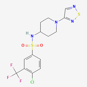 molecular formula C14H14ClF3N4O2S2 B2823559 4-chloro-N-[1-(1,2,5-thiadiazol-3-yl)piperidin-4-yl]-3-(trifluoromethyl)benzene-1-sulfonamide CAS No. 2097893-93-9