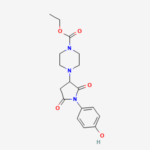 molecular formula C17H21N3O5 B2823561 乙基 4-[1-(4-羟基苯基)-2,5-二氧代吡咯烷-3-基]哌嗪-1-甲酸酯 CAS No. 838894-20-5