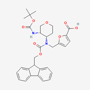 5-[[9H-Fluoren-9-ylmethoxycarbonyl-[(3S,4S)-3-[(2-methylpropan-2-yl)oxycarbonylamino]oxan-4-yl]amino]methyl]furan-2-carboxylic acid