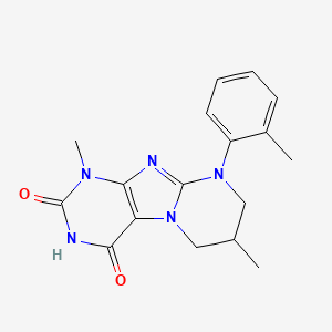 molecular formula C17H19N5O2 B2823565 1,7-Dimethyl-9-(2-methylphenyl)-7,8-dihydro-6H-purino[7,8-a]pyrimidine-2,4-dione CAS No. 1321845-04-8