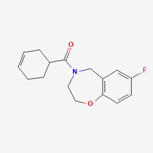 molecular formula C16H18FNO2 B2823567 cyclohex-3-en-1-yl(7-fluoro-2,3-dihydrobenzo[f][1,4]oxazepin-4(5H)-yl)methanone CAS No. 2034513-91-0