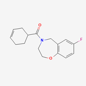 molecular formula C16H18FNO2 B2823567 环己-3-烯-1-基(7-氟-2,3-二氢苯并[f][1,4]噁唑-4(5H)-基)甲酮 CAS No. 2034513-91-0