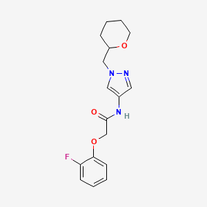molecular formula C17H20FN3O3 B2823569 2-(2-氟苯氧基)-N-(1-((四氢-2H-吡喃-2-基)甲基)-1H-吡唑-4-基)乙酰胺 CAS No. 2034611-64-6