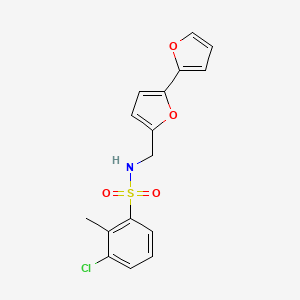 molecular formula C16H14ClNO4S B2823574 N-([2,2'-联噻吩]-5-基甲基)-3-氯-2-甲基苯磺酰胺 CAS No. 2034490-96-3