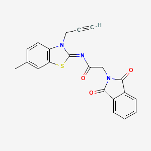 molecular formula C21H15N3O3S B2823576 2-(1,3-二氧代异喹啉-2-基)-N-(6-甲基-3-丙-2-炔基-1,3-苯并噁唑-2-基亚甲基)乙酰胺 CAS No. 942011-71-4