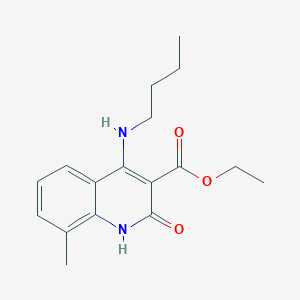 molecular formula C17H22N2O3 B2823577 乙酸 4-(丁基氨基)-8-甲基-2-氧代-1H-喹啉-3-甲酸酯 CAS No. 1251670-79-7
