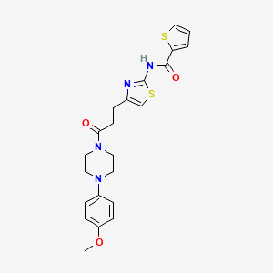 molecular formula C22H24N4O3S2 B2823579 N-(4-(3-(4-(4-methoxyphenyl)piperazin-1-yl)-3-oxopropyl)thiazol-2-yl)thiophene-2-carboxamide CAS No. 1049376-04-6