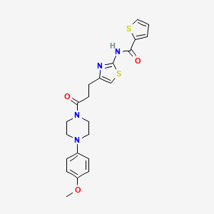 molecular formula C22H24N4O3S2 B2823579 N-(4-(3-(4-(4-甲氧基苯基)哌嗪-1-基)-3-氧代丙基)噻吩-2-基)噻吩-2-甲酰胺 CAS No. 1049376-04-6