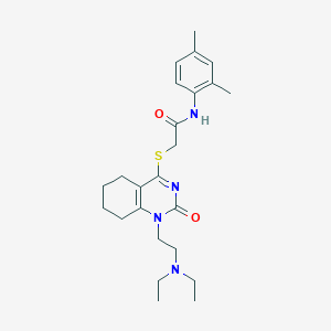molecular formula C24H34N4O2S B2823581 2-((1-(2-(diethylamino)ethyl)-2-oxo-1,2,5,6,7,8-hexahydroquinazolin-4-yl)thio)-N-(2,4-dimethylphenyl)acetamide CAS No. 898435-56-8