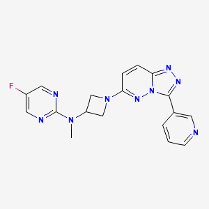 molecular formula C18H16FN9 B2823582 5-Fluoro-N-methyl-N-[1-(3-pyridin-3-yl-[1,2,4]triazolo[4,3-b]pyridazin-6-yl)azetidin-3-yl]pyrimidin-2-amine CAS No. 2379986-86-2